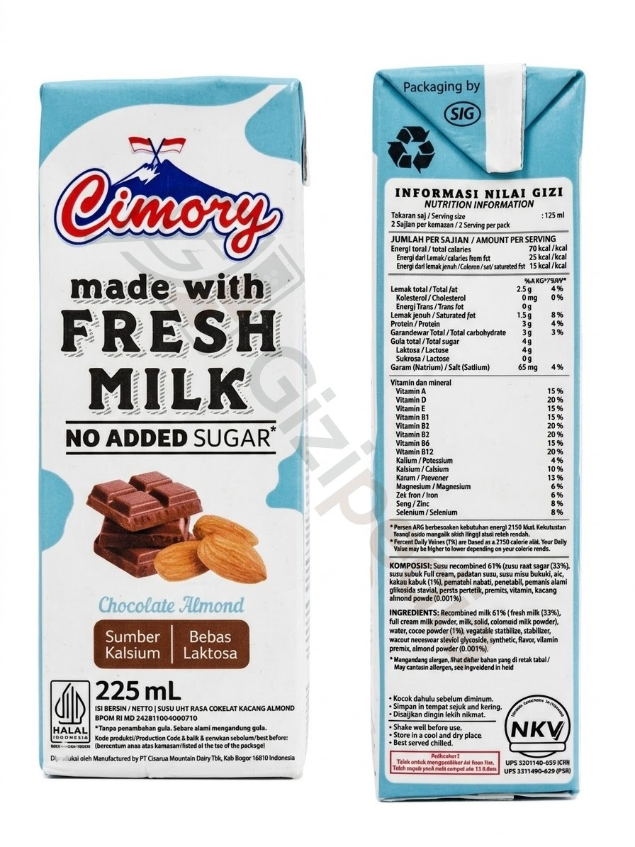 Cimory Susu No Added Sugar Chocolate Almond
