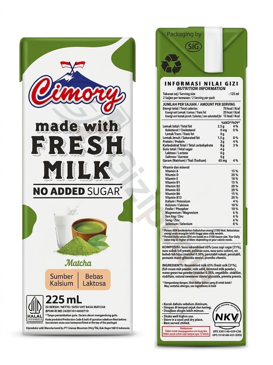Cimory Susu No Added Sugar Matcha